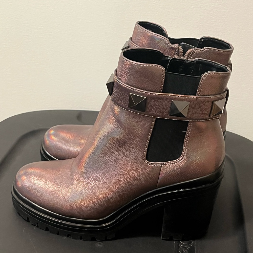 Studded Metallic Ankle Boots